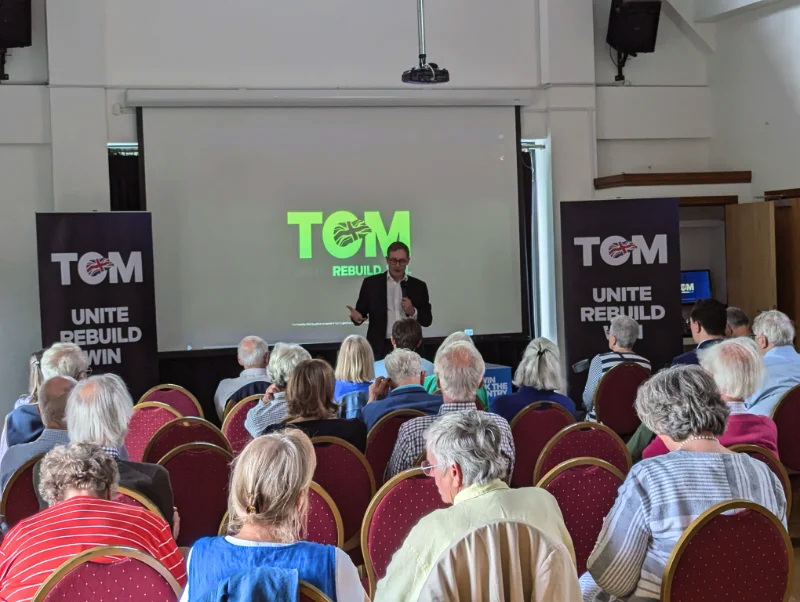 Tom Tugenhadt - potential Tory Party leader - at Godmersham & Crundale VH giving a talk to local Conservative Association